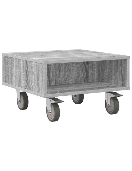 Tavolino con Ruote Grigio Sonoma 50,5 x 50 x 30 cm