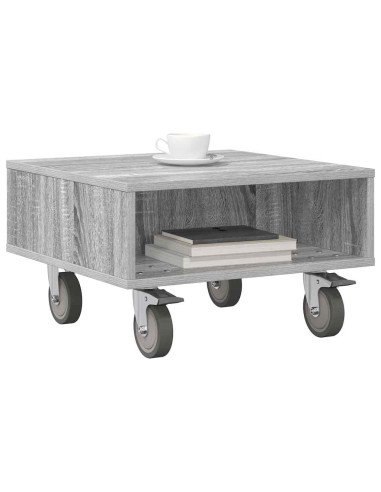 Tavolino con Ruote Grigio Sonoma 50,5 x 50 x 30 cm