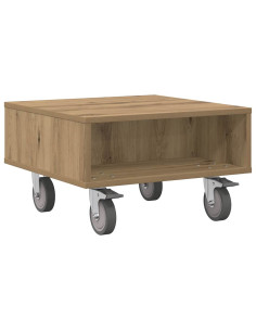 Tavolino con Ruote Rovere artigianale 50,5 x 50 x 30 cm 2