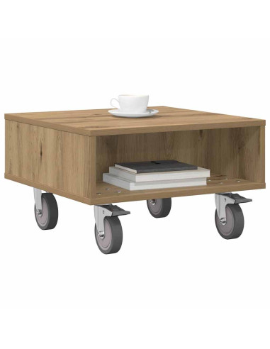 Tavolino con Ruote Rovere artigianale 50,5 x 50 x 30 cm
