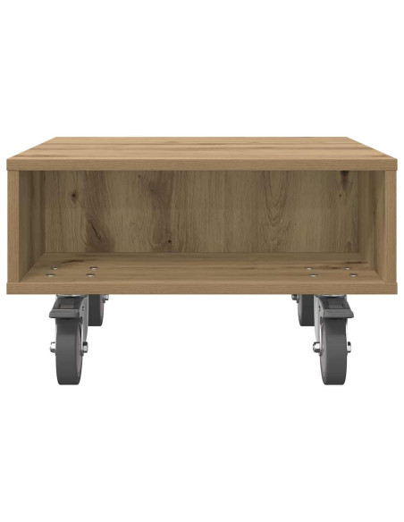 Tavolino con Ruote Rovere artigianale 50,5 x 50 x 30 cm