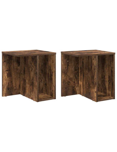 Tavolino 2 pcs Rovere fumé 37 x 32 x 40 cm Legno multistrato