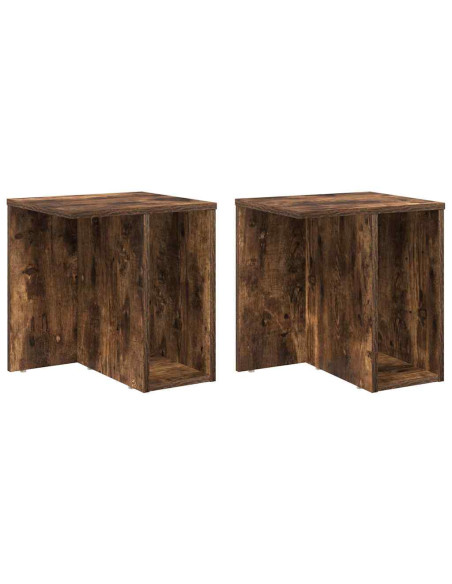 Tavolino 2 pcs Rovere fumé 37 x 32 x 40 cm Legno multistrato