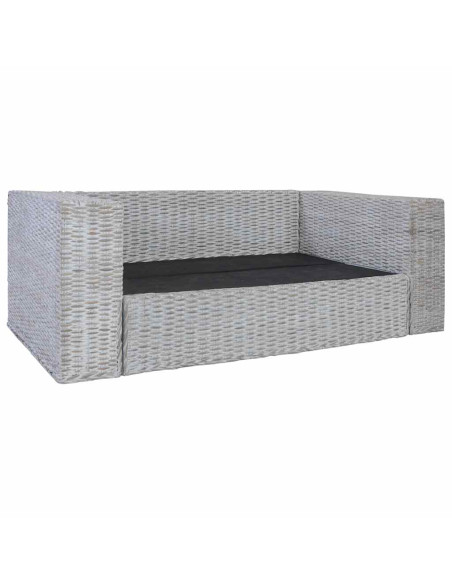 Set di Divani 2 pz con Cuscini Grigio in Rattan Naturale