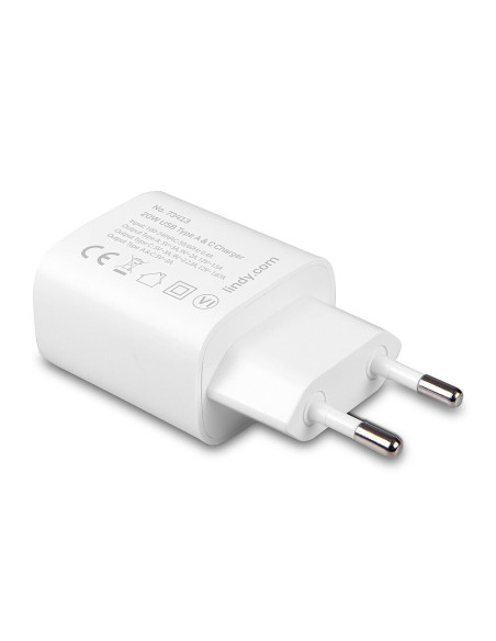 Lindy 73413 Caricabatterie per dispositivi mobili Universale Bianco AC Ricarica rapida Interno