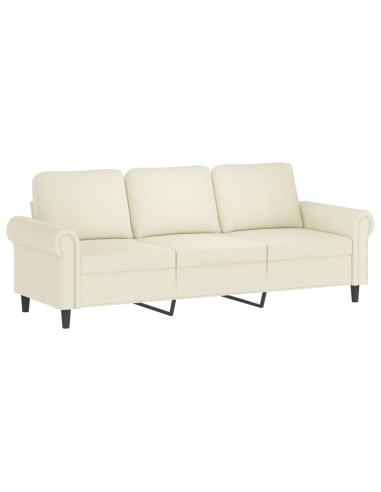 Set di Divani 3 pz con Cuscini Crema in Velluto
