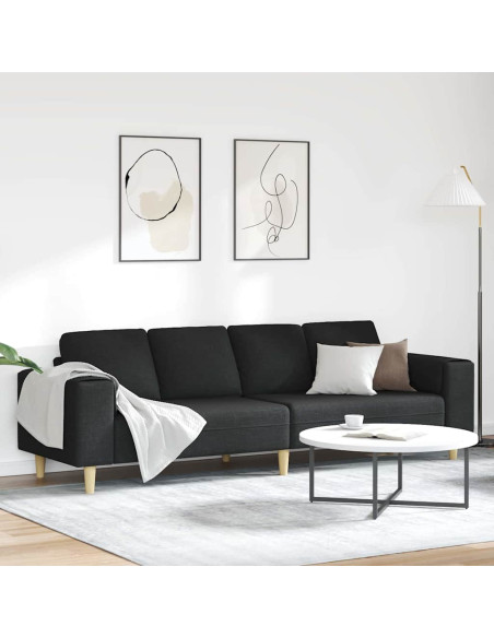 Divano per Soggiorno Nero 250 x 77 x 76 cm Poliestere