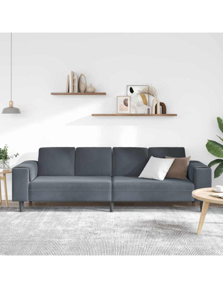 Divano per Soggiorno Grigio scuro 250 x 77 x 76 cm
