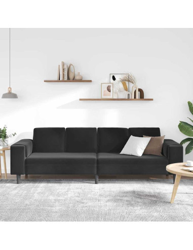 Divano per Soggiorno Nero 250 x 77 x 76 cm