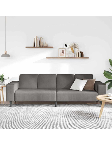 Divano Grigio chiaro 250 x 77 x 76 cm Tessuto in Cords