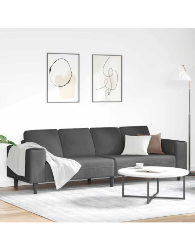 Divano Grigio scuro 250 x 77 x 76 cm Tessuto in Cords