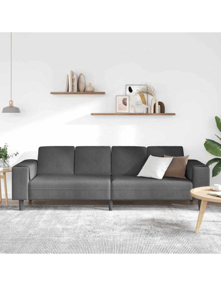 Divano Grigio scuro 250 x 77 x 76 cm Tessuto in Cords