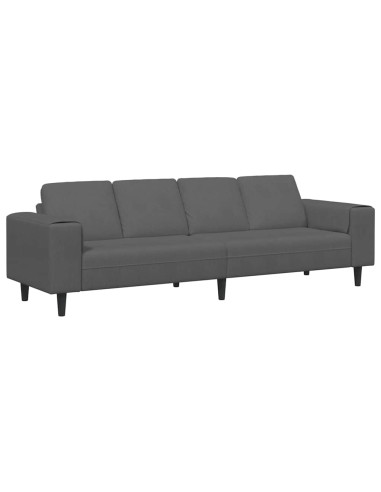 Divano Grigio scuro 250 x 77 x 76 cm Tessuto in Cords