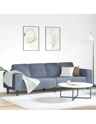 Divano con cuscino Blu 250 x 77 x 76 cm Tessuto in Cords