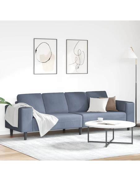 Divano con cuscino Blu 250 x 77 x 76 cm Tessuto in Cords