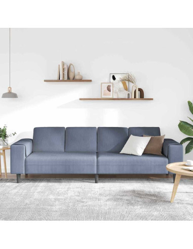 Divano con cuscino Blu 250 x 77 x 76 cm Tessuto in Cords