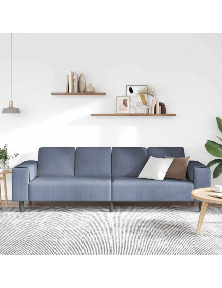 Divano con cuscino Blu 250 x 77 x 76 cm Tessuto in Cords