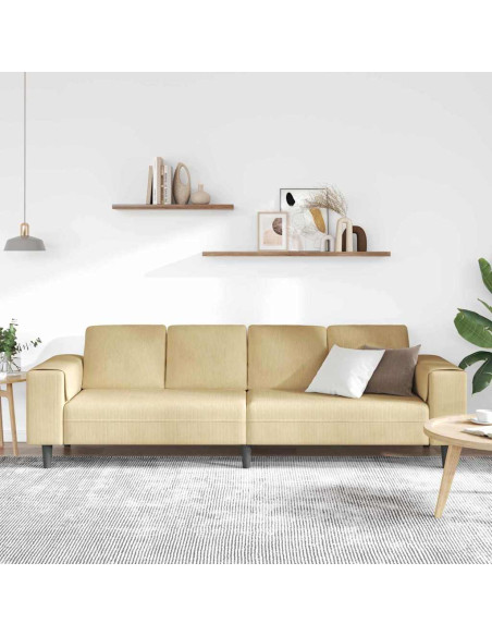 Divano Grigio Verde 250 x 77 x 76 cm Tessuto in Cords