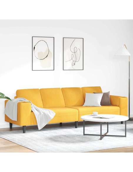 Divano Giallo Chiaro 250 x 77 x 76 cm Tessuto in Cords
