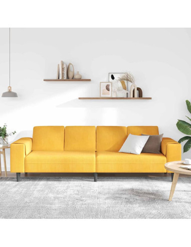 Divano Giallo Chiaro 250 x 77 x 76 cm Tessuto in Cords