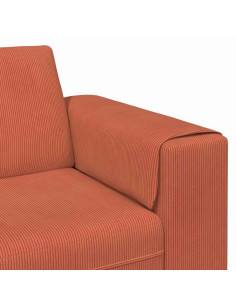 Divano Rosso Arancio 250 x 77 x 76 cm Tessuto in Cords 2