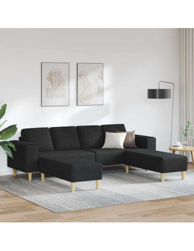 Divano per Soggiorno 3 pcs Nero Poliestere
