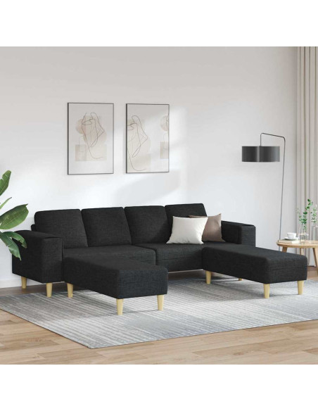 Divano per Soggiorno 3 pcs Nero Poliestere