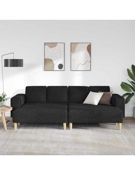 Divano per Soggiorno 3 pcs Nero Poliestere