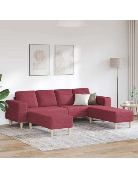 Divano per Soggiorno 3 pcs Rosso Vino Poliestere