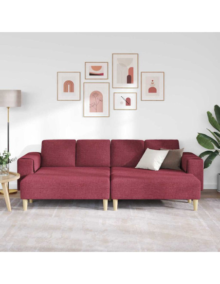 Divano per Soggiorno 3 pcs Rosso Vino Poliestere