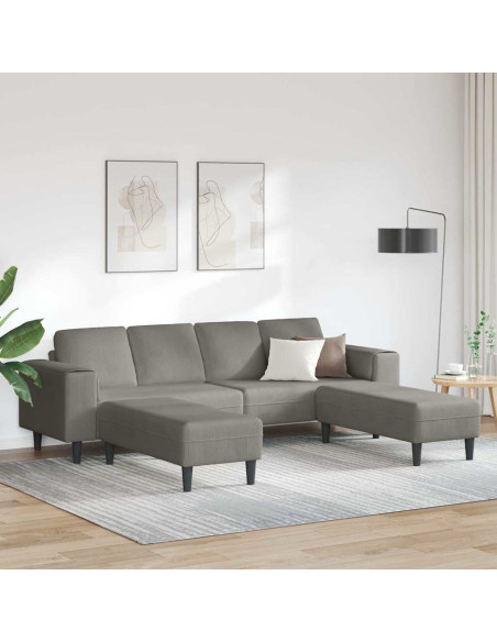 Divano Grigio chiaro 250 x 188 x 76 cm Tessuto in Cords