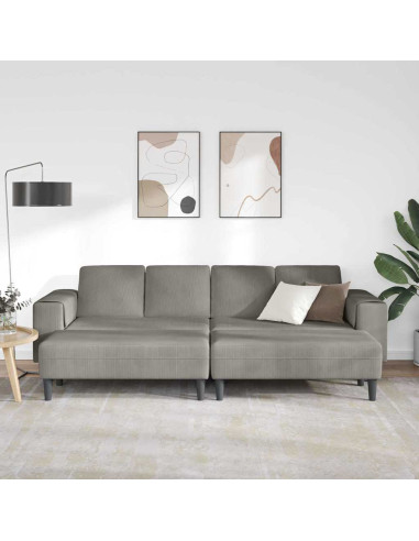 Divano Grigio chiaro 250 x 188 x 76 cm Tessuto in Cords