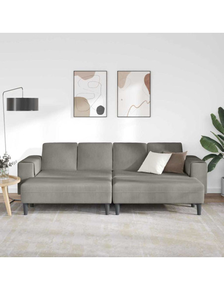Divano Grigio chiaro 250 x 188 x 76 cm Tessuto in Cords