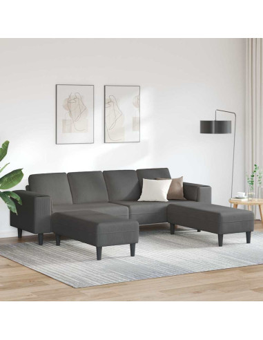 Divano Grigio scuro 250 x 188 x 76 cm Tessuto in Cords