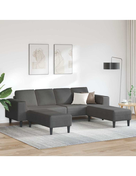 Divano Grigio scuro 250 x 188 x 76 cm Tessuto in Cords