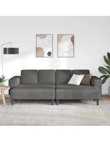 Divano Grigio scuro 250 x 188 x 76 cm Tessuto in Cords