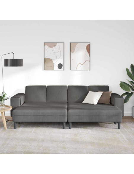 Divano Grigio scuro 250 x 188 x 76 cm Tessuto in Cords
