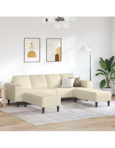 Divano con cuscino Crema 250 x 188 x 76 cm Tessuto in Cords