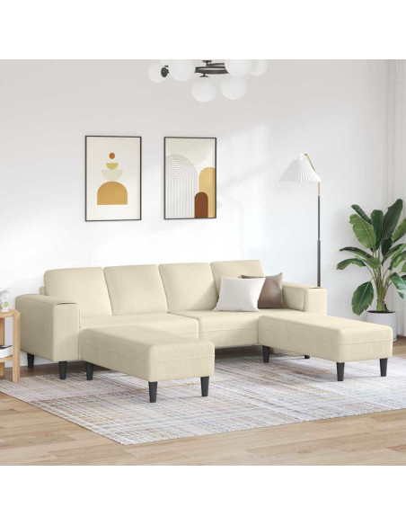 Divano con cuscino Crema 250 x 188 x 76 cm Tessuto in Cords