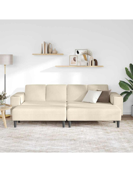 Divano con cuscino Crema 250 x 188 x 76 cm Tessuto in Cords