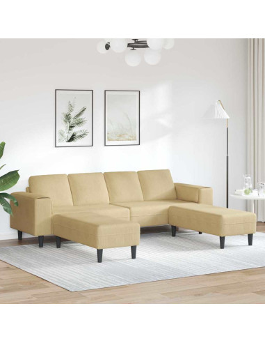 Divano Grigio Verde 250 x 188 x 76 cm Tessuto in Cords