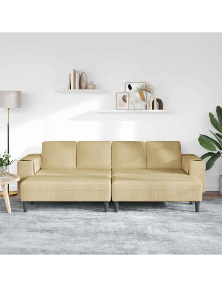 Divano Grigio Verde 250 x 188 x 76 cm Tessuto in Cords