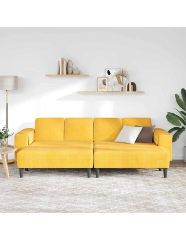 Divano Giallo Chiaro 250 x 188 x 76 cm Tessuto in Cords