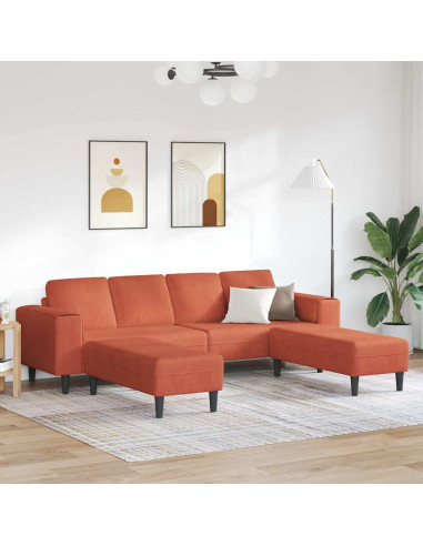 Divano Rosso Arancio 250 x 188 x 76 cm Tessuto in Cords