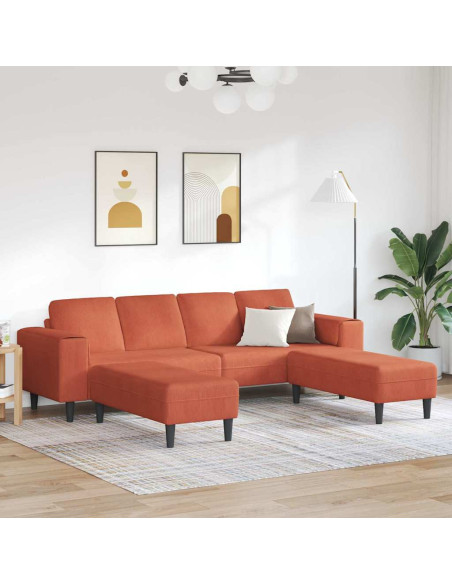 Divano Rosso Arancio 250 x 188 x 76 cm Tessuto in Cords