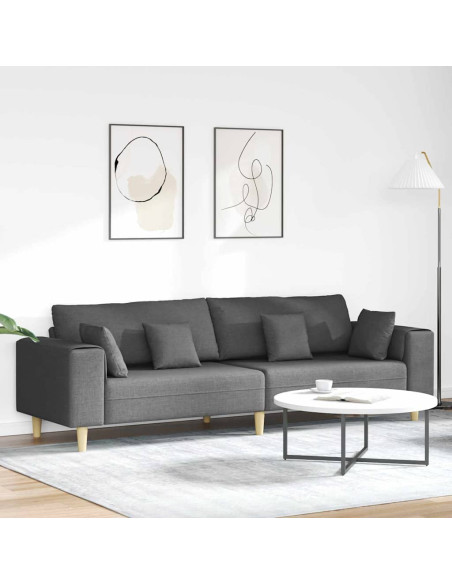 Divano con cuscino Grigio scuro 250 x 77 x 76 cm Tessuto