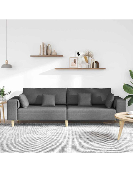 Divano con cuscino Grigio scuro 250 x 77 x 76 cm Tessuto