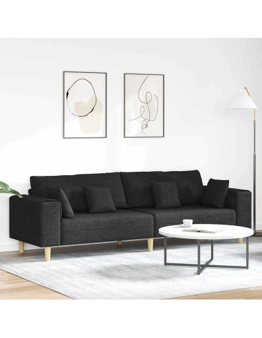 Divano con cuscino Nero 250 x 77 x 76 cm Tessuto