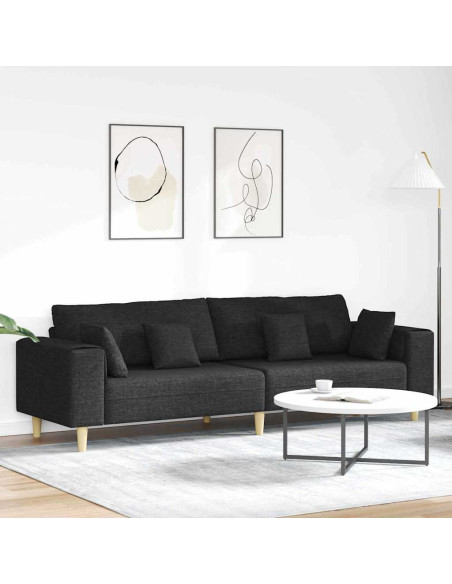 Divano con cuscino Nero 250 x 77 x 76 cm Tessuto