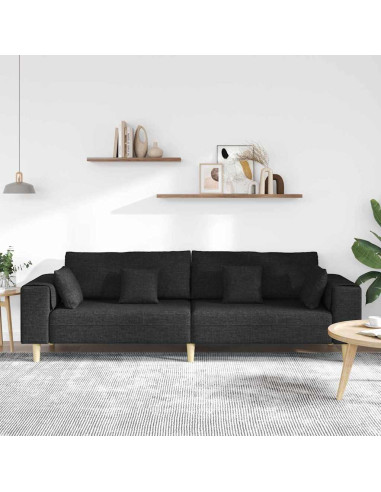 Divano con cuscino Nero 250 x 77 x 76 cm Tessuto